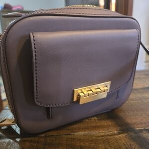 Zac Posen Mauve Leather Crossbody with Gold-Tone Lock